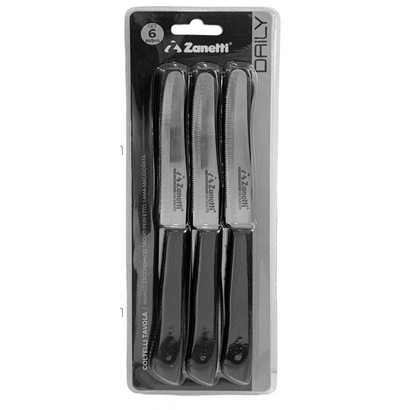 COLTELLO DAILY TAVOLA A/6 NERO LAMA ACCIAIO INOX ZANETTI
