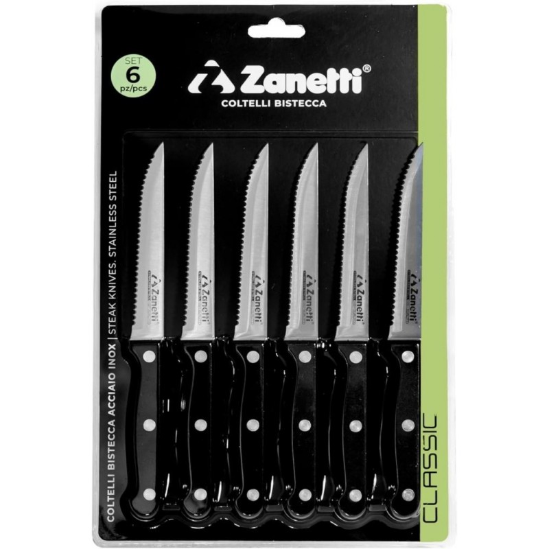 COLTELLO BISTECCA NERO A/6 ACCIAIO INOX 071201 ZANETTI
