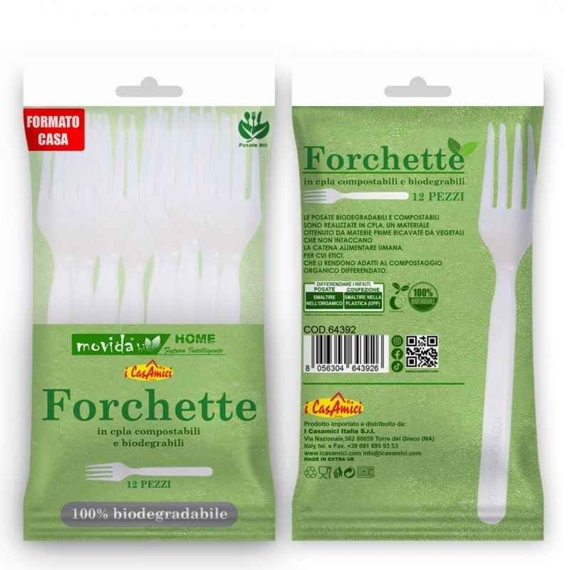 POSATA MONOUSO BIO A/12 FORCHETTA 17cm 64392 MOVIDA