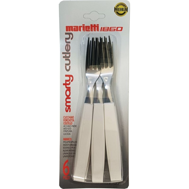 SET POSATA SMARTY BIANCO FORCHETTA TAVOLA A/6 MARIETTI