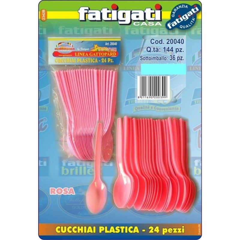 POSATE MONOUSO ROSA CUCCHIAIO 24pz FATIGATI