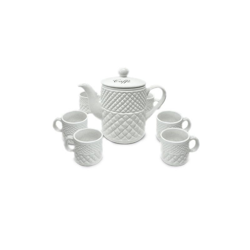 TAZZE CAFFE' CERAMICA BIANCA 6 TAZZE+ CAFFETTIERA 82153 SUD