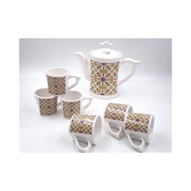 TAZZE CAFFE' CERAMICA RAVELLO 6 TAZZE+ CAFFETTIERA SUD