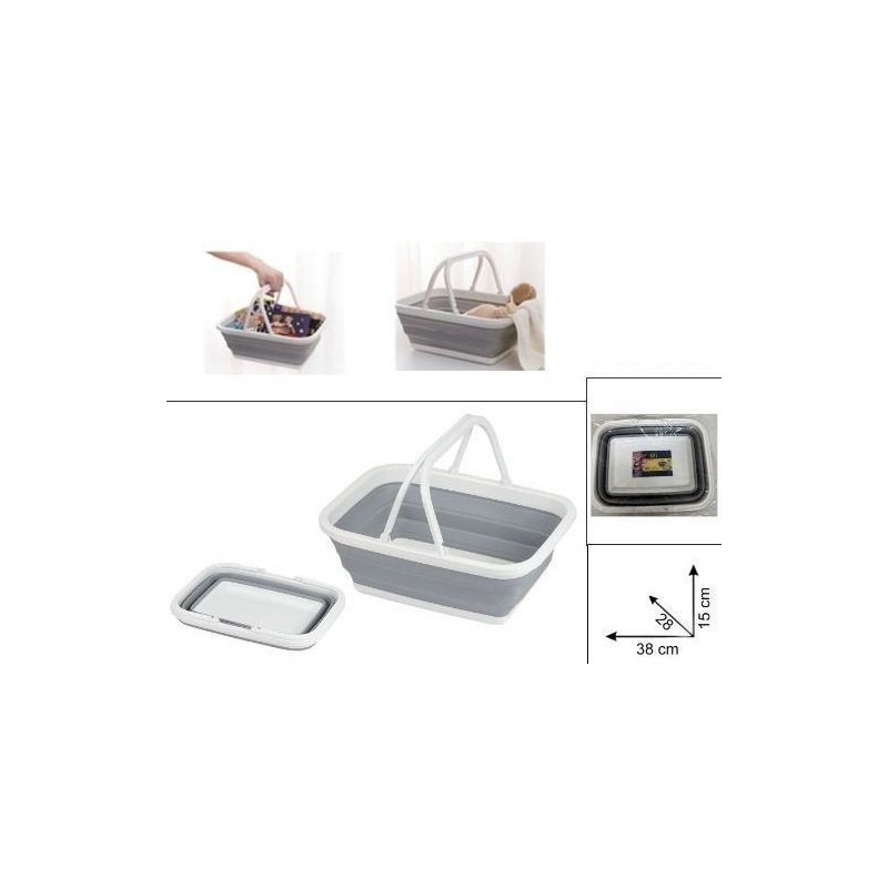 BACINELLA PIEGHEVOLE C/MANICI 38x28x15cm 77737 BEC