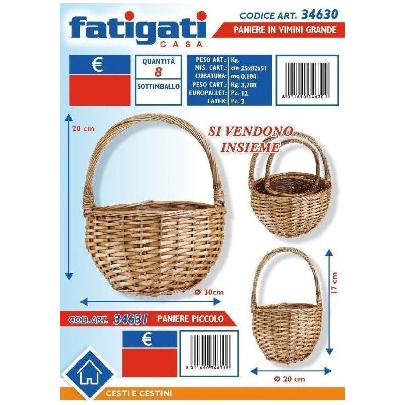 PANIERE VIMINI PICCOLO 20x17 34631 FATIGATI