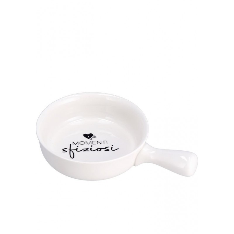 TEGAMINO CERAMICA BIANCA C/Man. 21x4cm Diam. 14cm 107111 AD