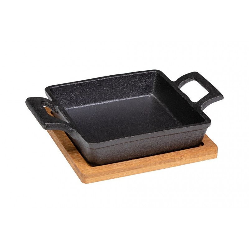 CASSERUOLA GHISA TAPAS QUAD. SUPP/BAMBOO 13x13-18cm C/Man