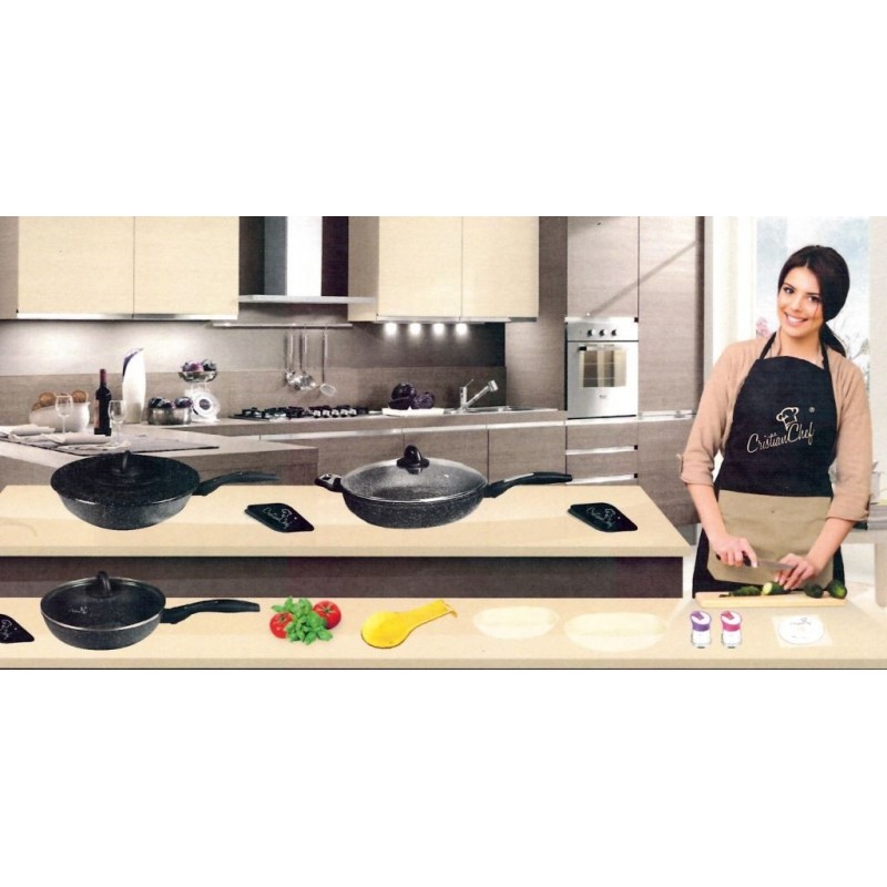BATTERIA PENTOLE CRISTIAN CHEF INDUZIONE 6 pz+ 5 Access.+ DVD
