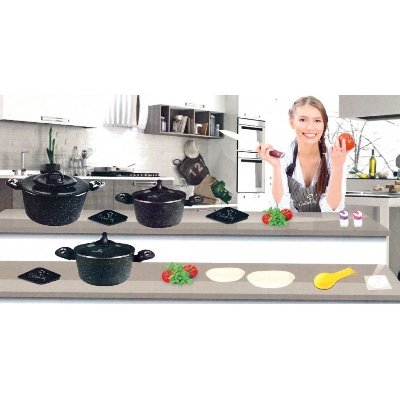 BATTERIA PENTOLE CRISTIAN CHEF INDUZIONE 6 pz+ 5 Access.+ DVD