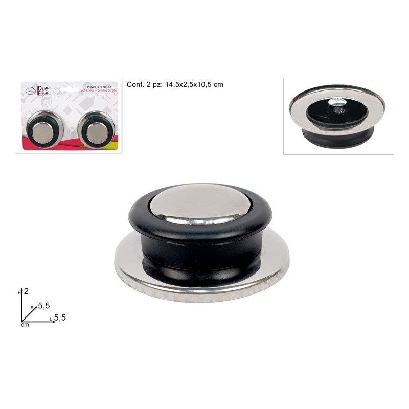 RICAMBIO POMELLI PENTOLE 2 pezzi CROMATO e NERO 57236 DS