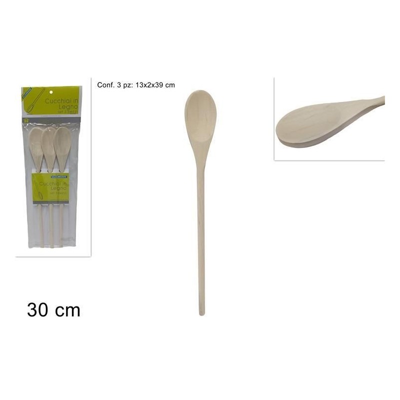 CUCCHIAIA LEGNO NATURALE A/3 CUCCHIAIE 30cm 615942 DS