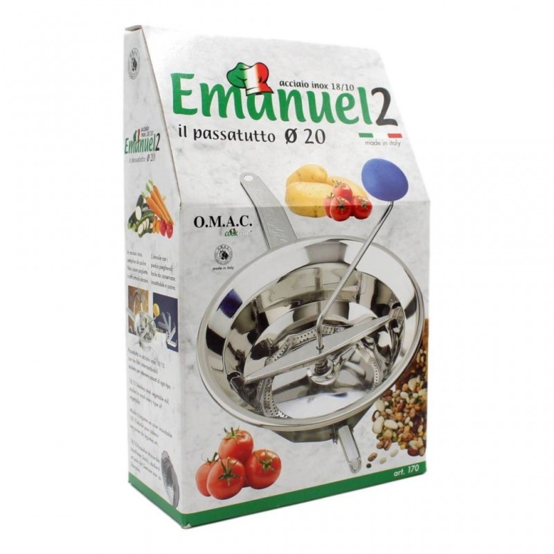 PASSATUTTO ACCIAIO 18/10 EMANUEL 2 - 20cm 170-3 Dischi OMAC