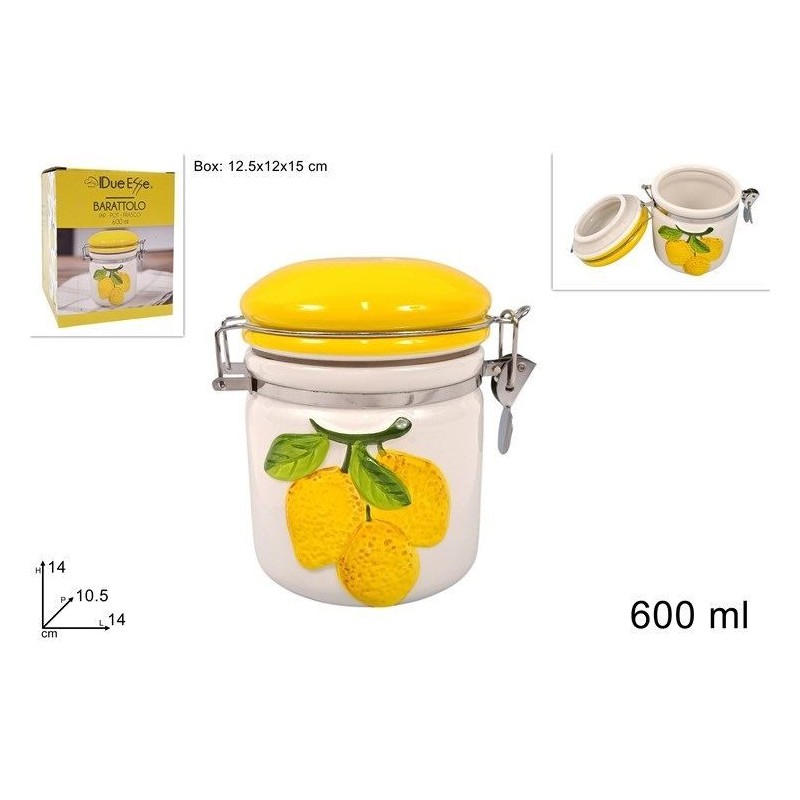 BARATTOLO CERAMICA DECORO LIMONI 600ml 676516 DS