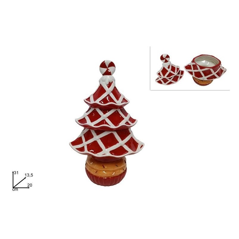 BARATTOLO CERAMICA FORMA ALBERO NATALE GIGANTE 31cm DS