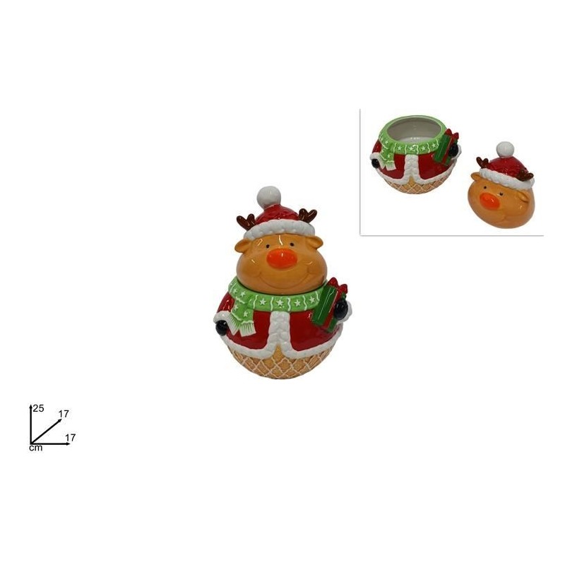 BARATTOLO CERAMICA FORMA RENNA BISCOTTO 25cm 189758 DS