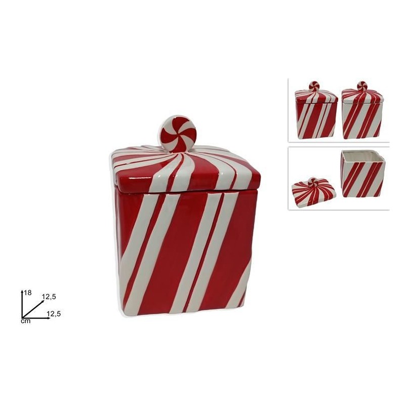 BARATTOLO CERAMICA ROSSO/BIANCO 18cm 283623 DS