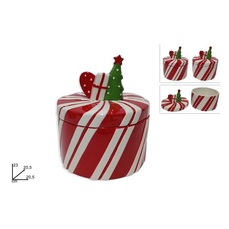 BARATTOLO CERAMICA ROSSO/BIANCO 23cm 283647 DS