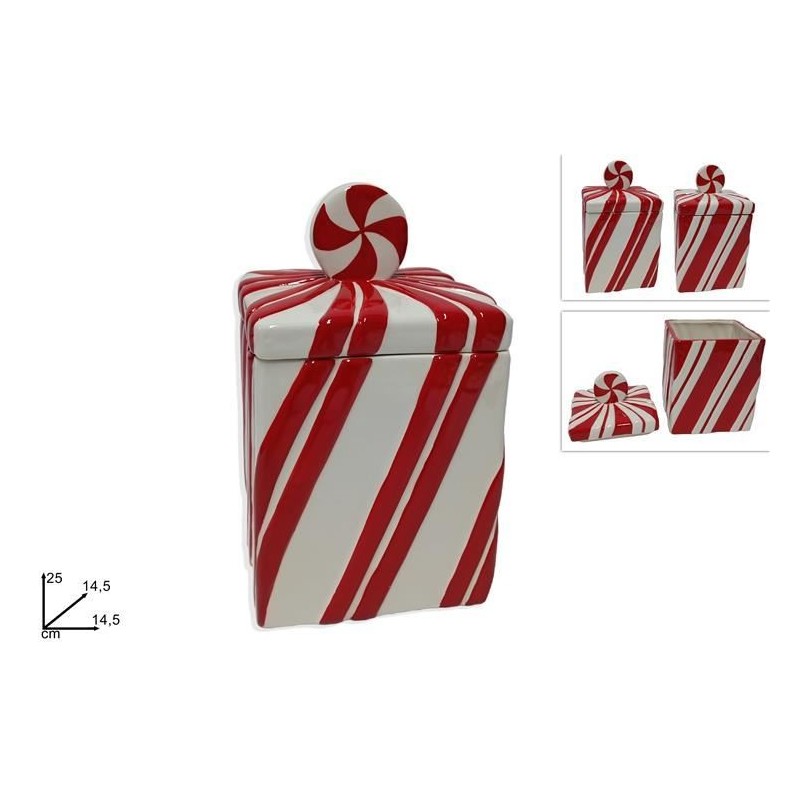 BARATTOLO CERAMICA ROSSO/BIANCO 25cm 283616 DS