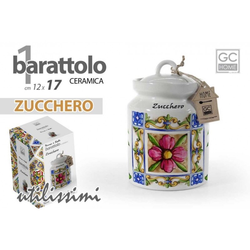 BARATTOLO CERAMICA TERRAeSOLE ZUCCHERO 17cm GIC
