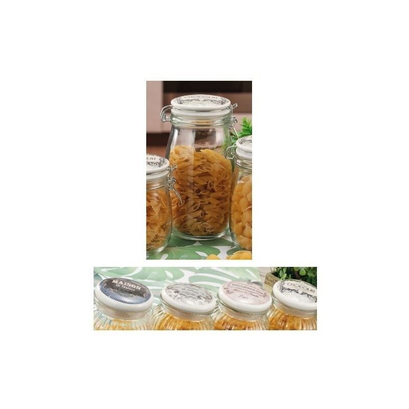 BARATTOLO VETRO ERMETICO TAPPO CERAMICA H. 22cm 45686 AD