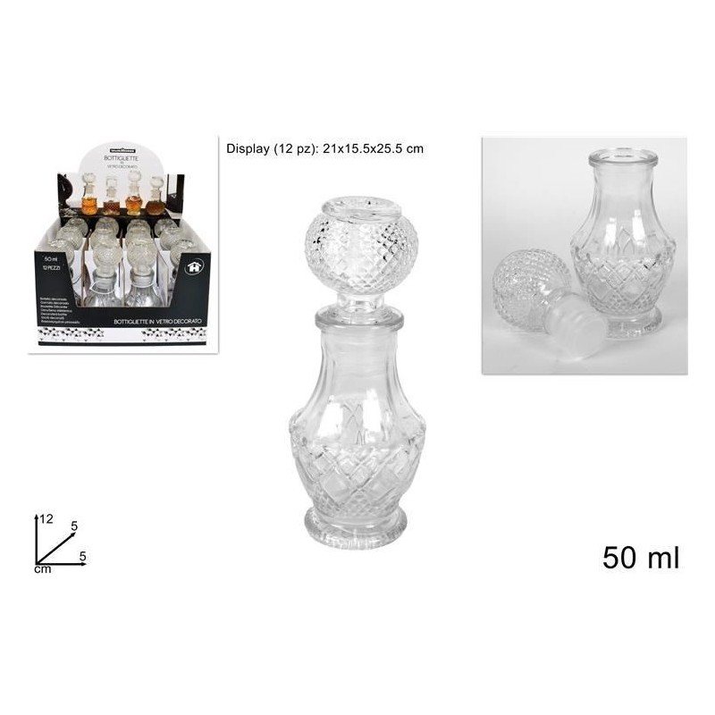 BOTTIGLIA LIQUORE VETRO TAPPO VETRO 50ml 535820 DS
