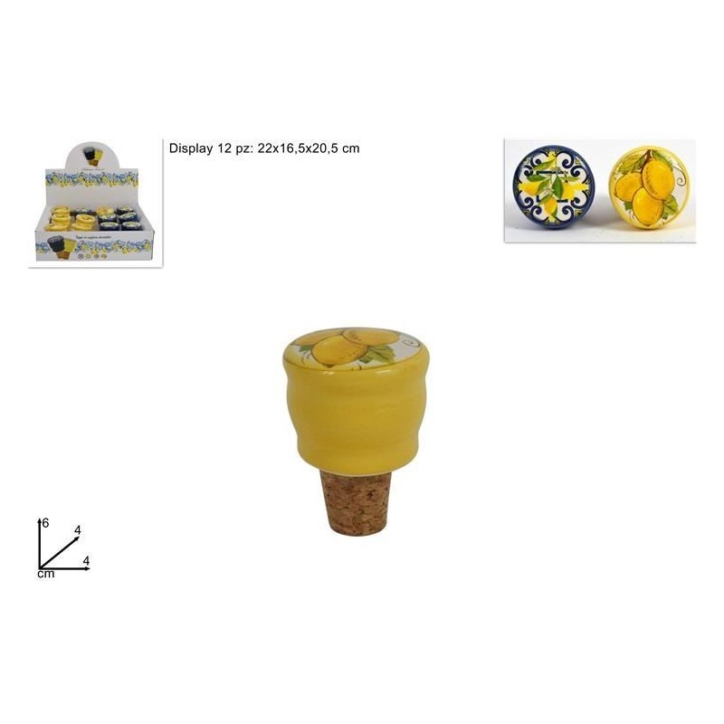 TAPPO BOTTIGLIA SUGHERO C/INSERTO CERAMICA LIMONI 523612 DS