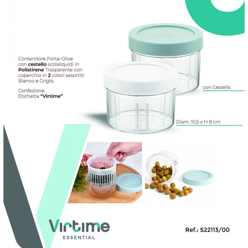 CONTENITORE PORTA OLIVA CESTELLO SCOLALIQUIDI 10,5x8cm VIRT