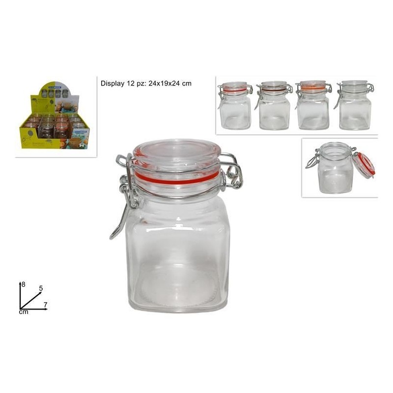 BARATTOLO VETRO ERMETICO QUADRATO 100ml 614358 DS