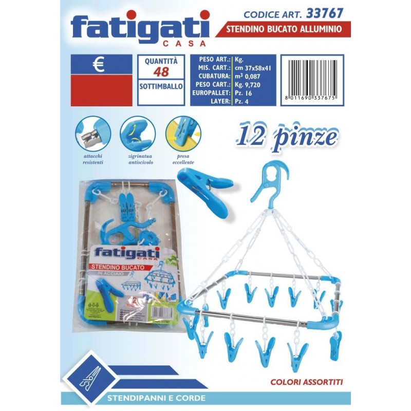 STENDINO BUCATO ACCIAIO 12pinze 33767 FATIGATI