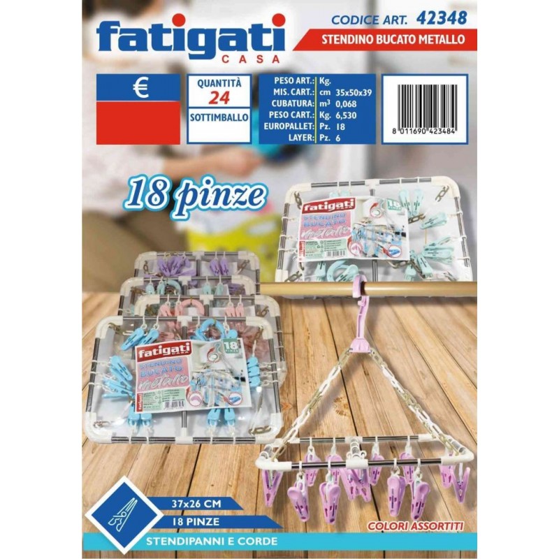 STENDINO BUCATO ACCIAIO 18pinze 42348 FATIG