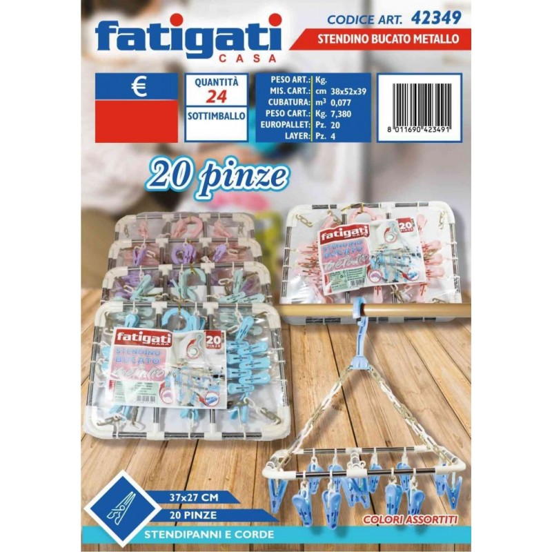STENDINO BUCATO ACCIAIO 20pinze 42349 FATIG