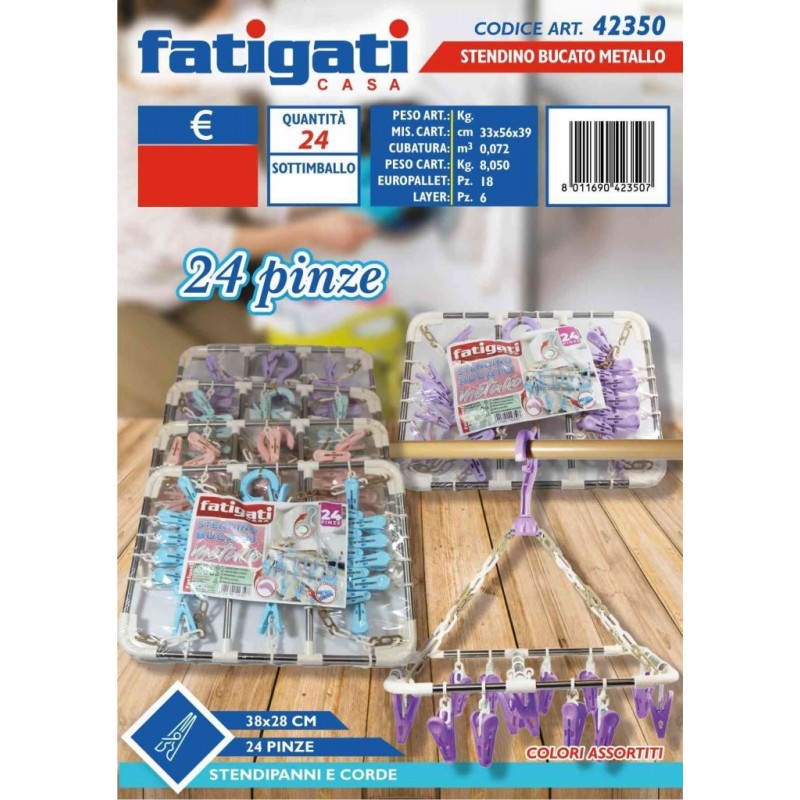STENDINO BUCATO ACCIAIO 24pinze 42350 FATIG