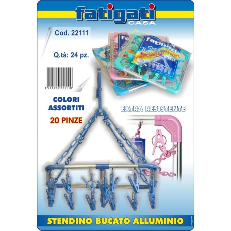 STENDINO BUCATO ALLUMINIO 20pinze 22111 FATIG