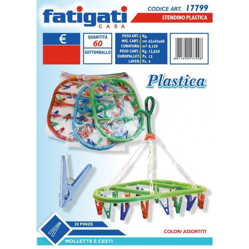 STENDINO BUCATO PLASTICA 20pinze 17799 FATIGATI