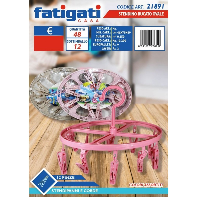 STENDINO BUCATO PL. OVALE 12pinze 21891 FATIG