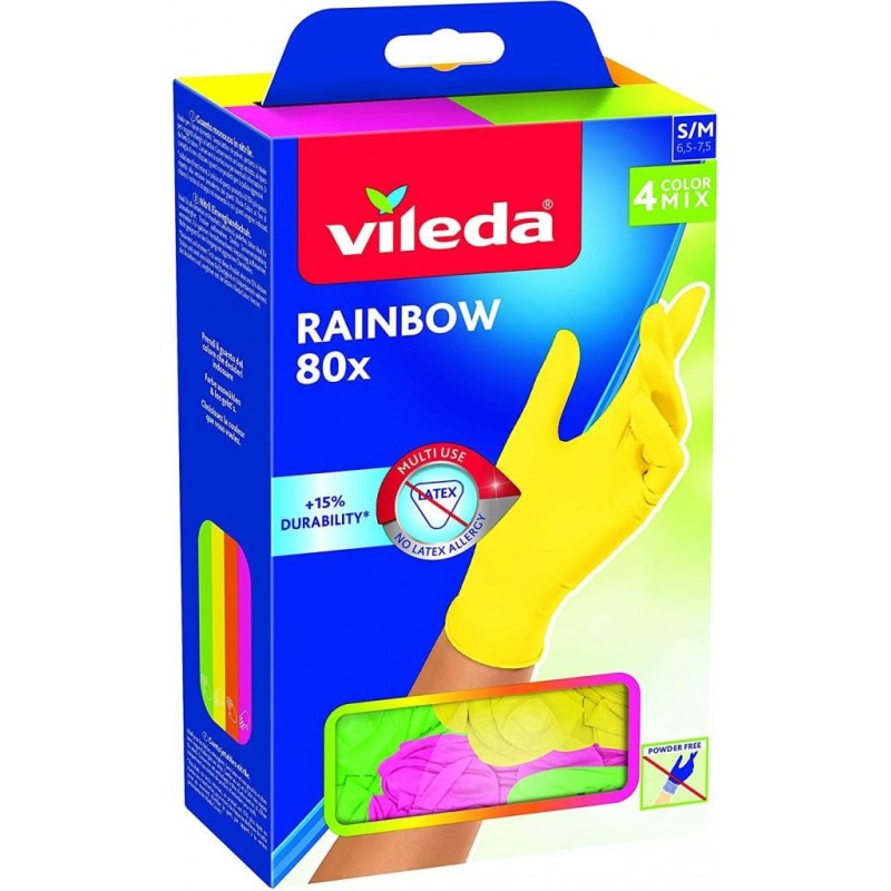 GUANTI RAINBOW NITRILE COLORATI 80pz Mis. M/L 7,5 - 8,5 VILEDA