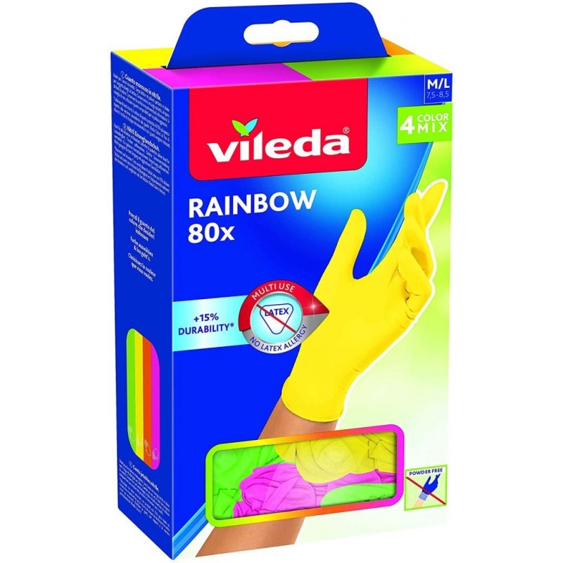 GUANTI RAINBOW NITRILE COLORATI 80pz Mis. S/M 6,5 - 7,5 VILEDA