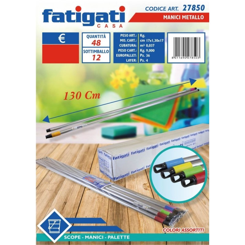 MANICO SCOPA METALLO 130 27850 SILVER FATIGATI