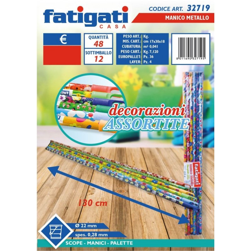 MANICO SCOPA METALLO 130 32719 STAMPE ASSORTITE FATIGATI