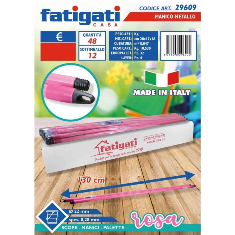 MANICO SCOPA METALLO 130 ROSA 29609 FATIGATI