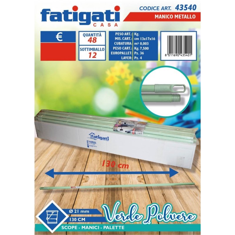 MANICO SCOPA METALLO 130 VERDE POLVERE 43540 FAT