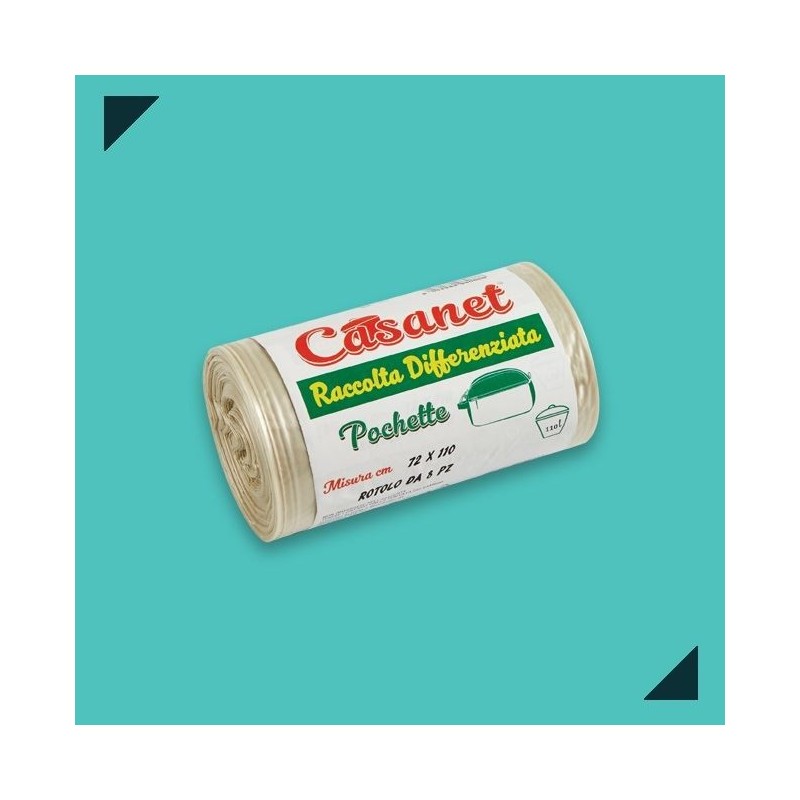 SACCO IMMONDIZIA POCHETTE 55x70cm 50lt 15pz AMBRA CAS