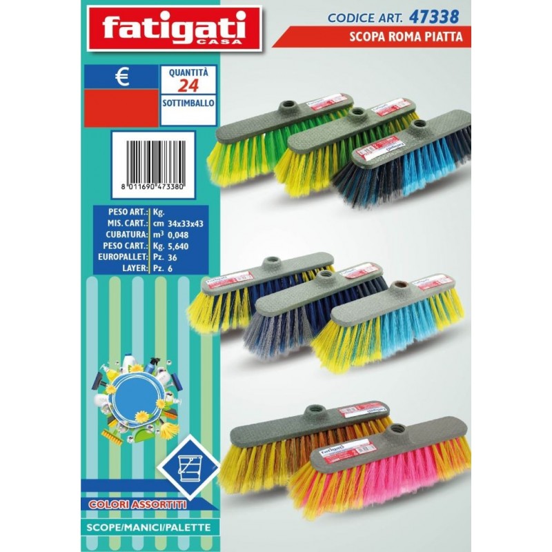 SCOPA ECO ROMA PIATTA COLORATA 47338 FATIGATI
