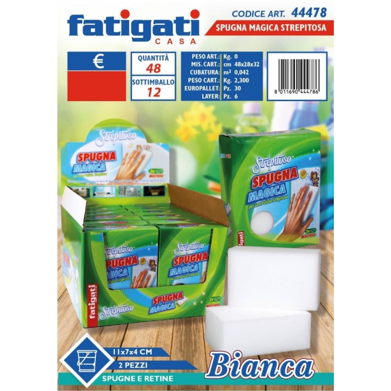 SPUGNA MAGICA STREPITOSA 2pz 11x7x4cm 44478 FAT